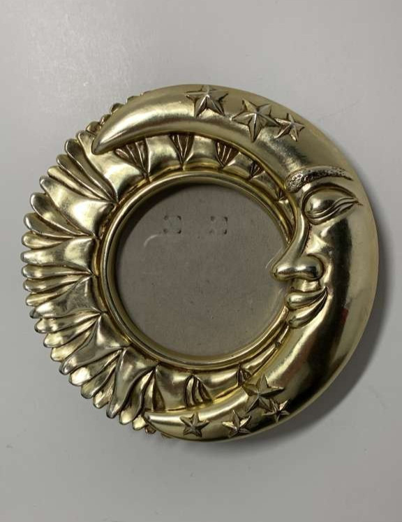 Vintage 90s Crescent Moon Face Picture Frame Gold Celestial Lunar 5.5 inc