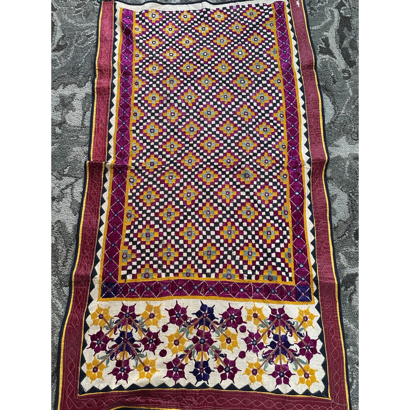 Vintage Banjara wall hanging ethnic tapestry hanging embroidery boho 35×64”