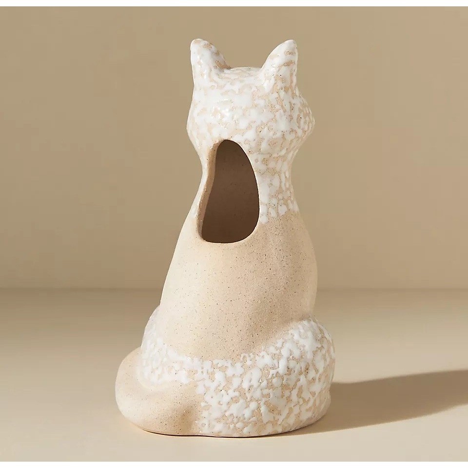 Anthropologie Woodland Bud Vase Fox Whimsical Stoneware 5.75×4 Inch New In Box