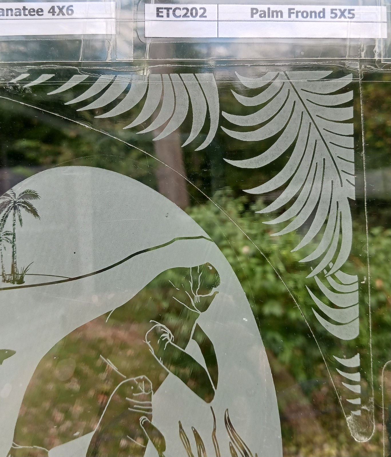 PALM FROND Etched Look Cling 5&Prime;X5&Prime; Corner Removable & Reusable 202