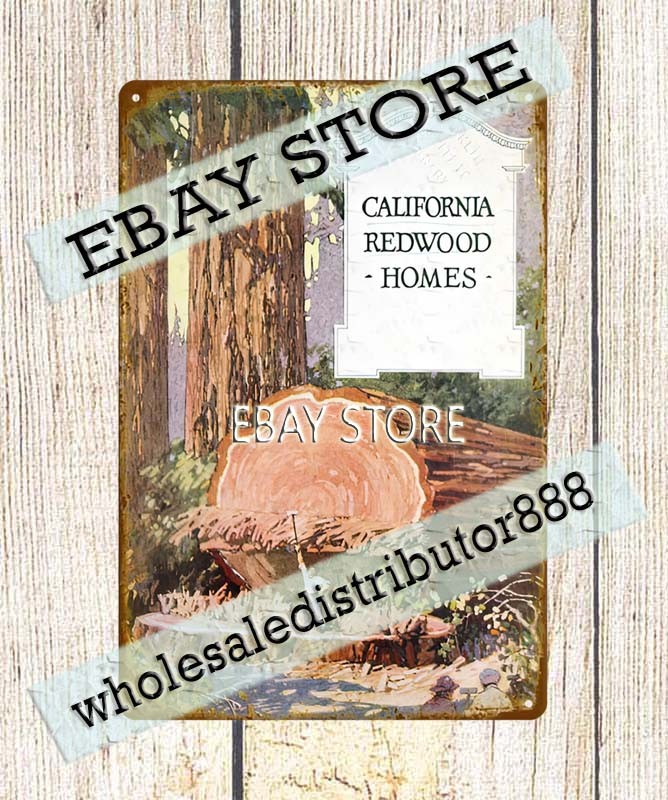 1919 California redwood homes tin sign