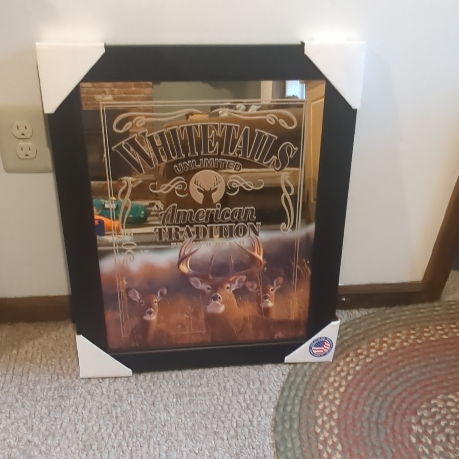 American Tradition Deer Framed Wood/Glass Wall Plaque Rustic Vertical 24x20in