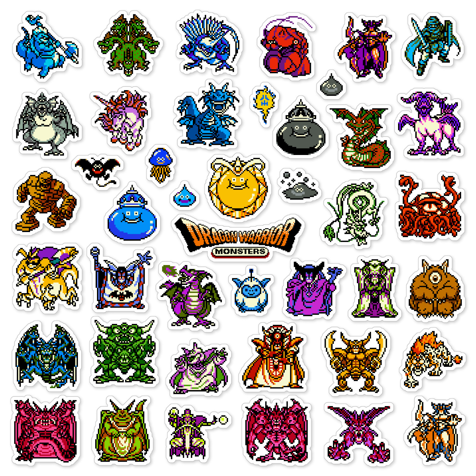 Dragon Warrior Quest Monsters Stickers Game Boy Color Pixel Art 43 Sticker Pack