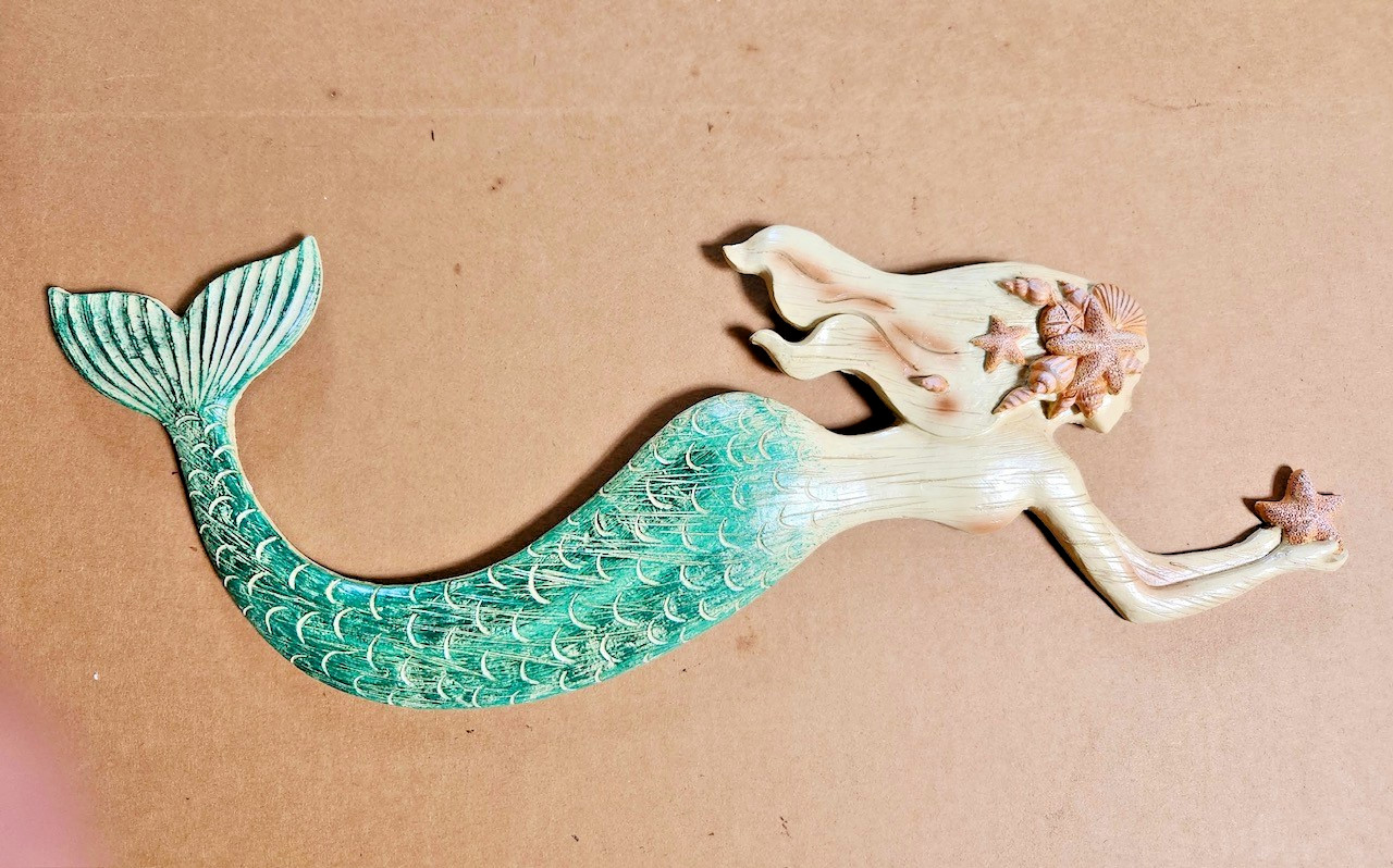 Swimming Mermaid with Shells Wall Hanging | 21×8&Prime;| Ready-to-Hang