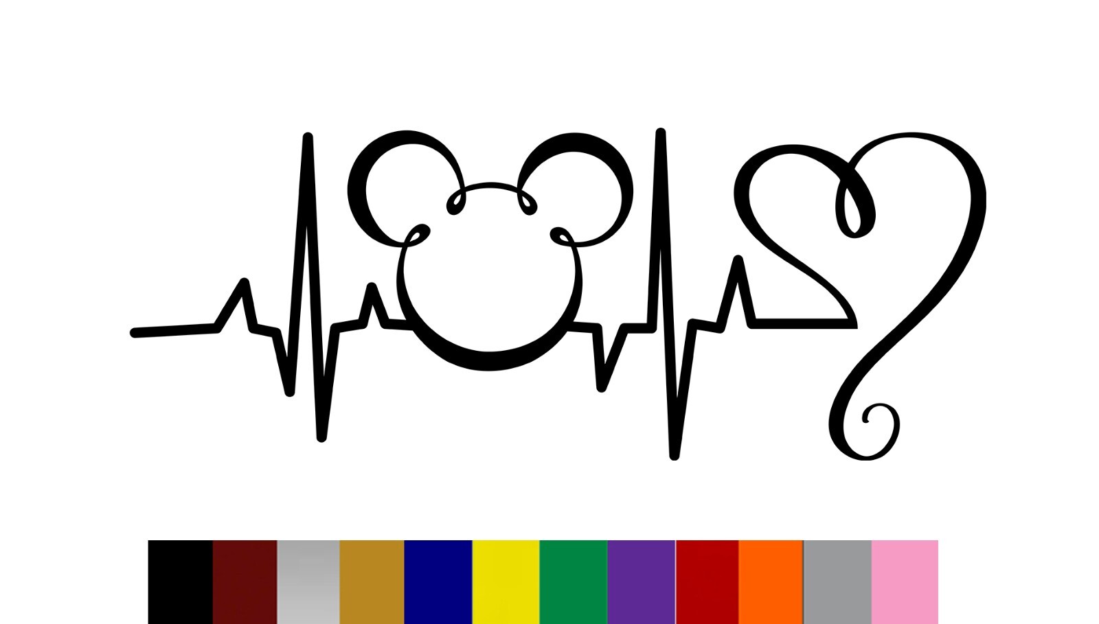 Mickey Mouse Heartbeat Vinyl Decal 7.5 in x 4 in You pick color