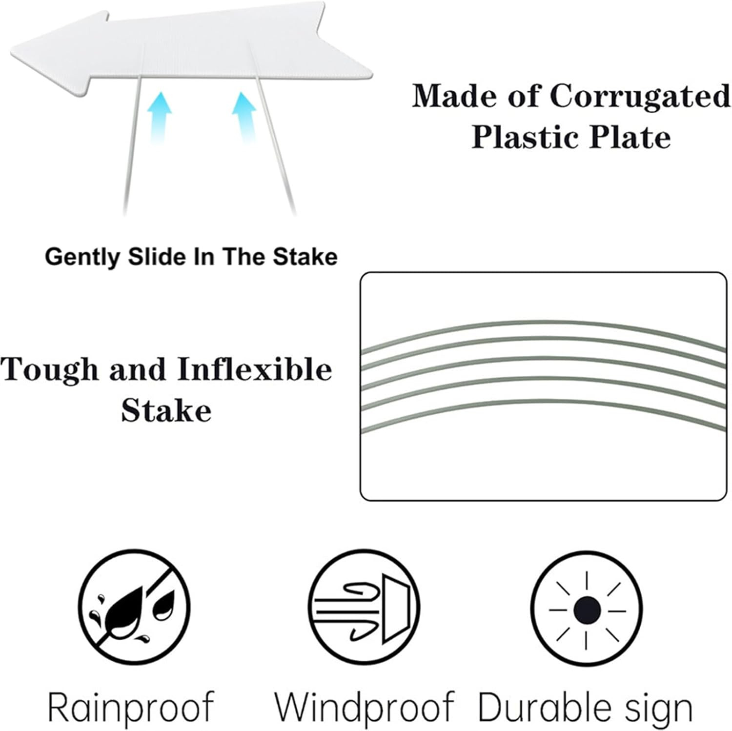 Blank-Arrow-Signs Bulk with Stakes 3 Pack 17 X 6 Inches Wedding Directional Yard