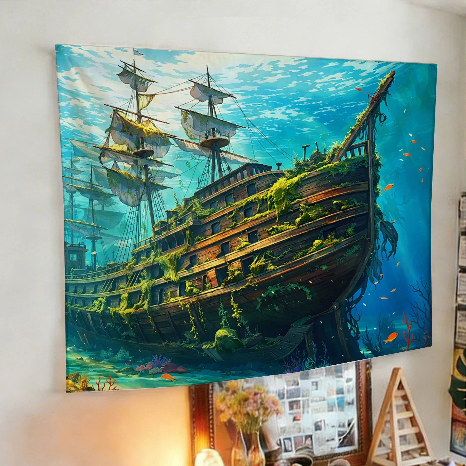 Shipwreck Tapestry – Realistic Style for Home and Festival Wall Decoration