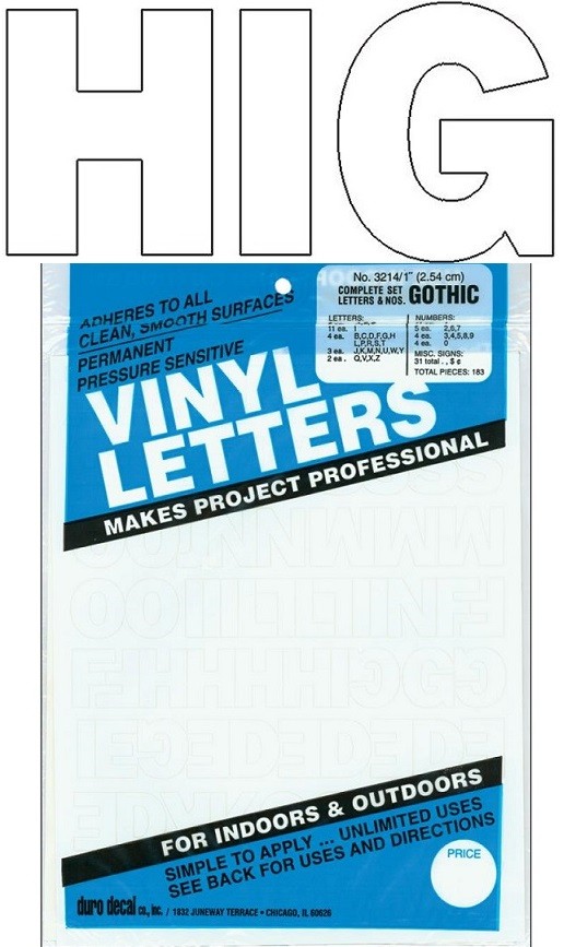 Permanent Adhesive Vinyl Letters & Numbers 1&Prime; GOTHIC WHITE «  »SHIPS TODAY » »