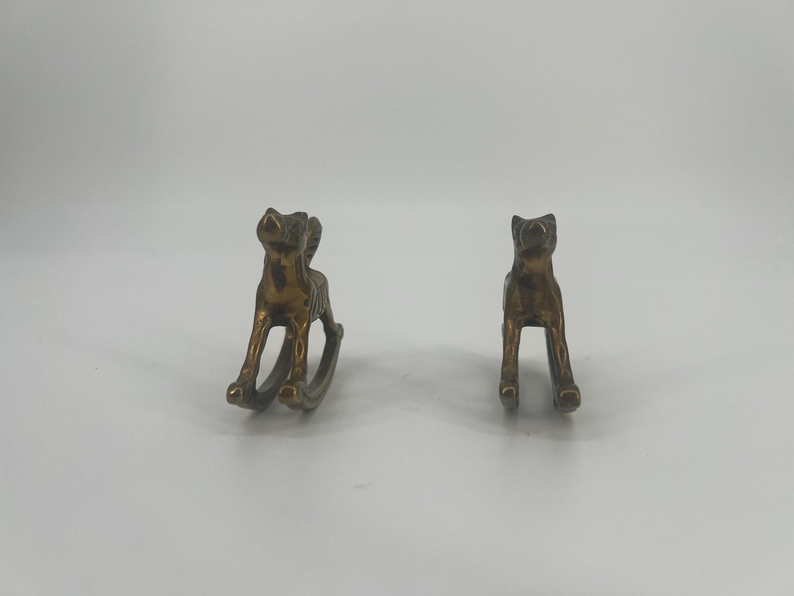 Brass Rocking Horse Vintage Mid Century Solid Brass Figurines Set Bookends