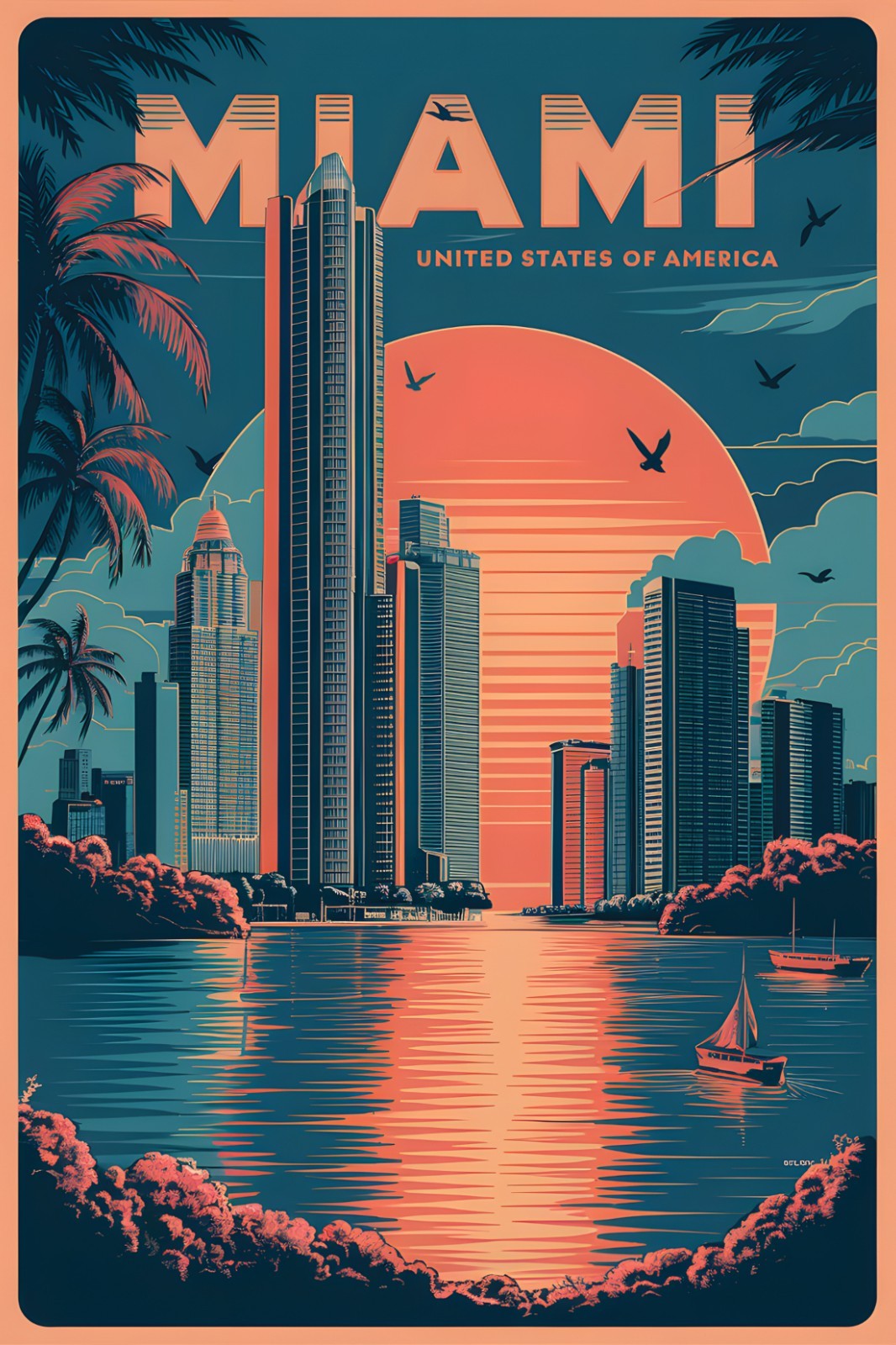 Miami City State Poster Premium Photo Print Wall Art 4 Sizes #9