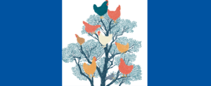 Dessin d'un arbre avec des poules dedans